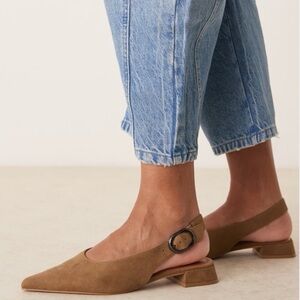 ASOS Tan Suede Pointed Slingback Flats NWT